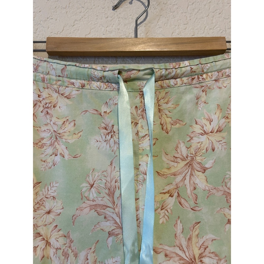 Papinelle Pajama Set Sz M Green Floral Cotton Button Up Crop Cottagecore Garden - Picture 9 of 12